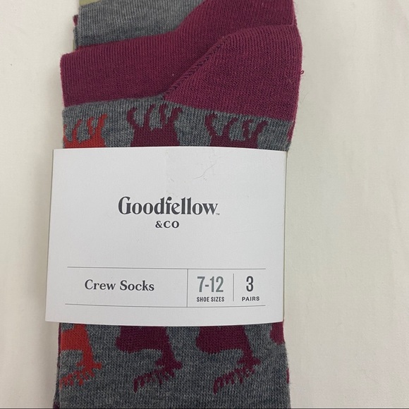 3 Pk Reindeer Crew Socks Casual Goodfellow - Picture 5 of 8